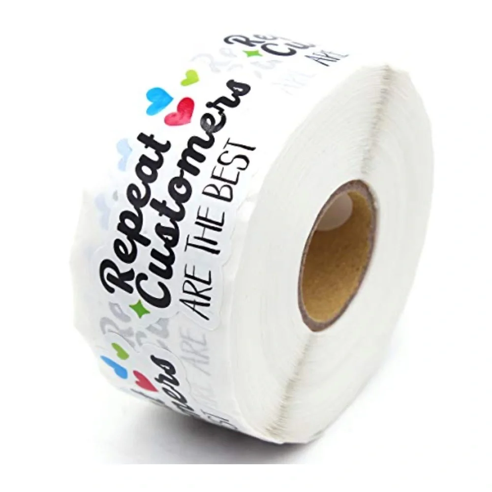 1.5 Inch “Repeat Customers are The Best” Irregular Shaped Stickers, 500 ct